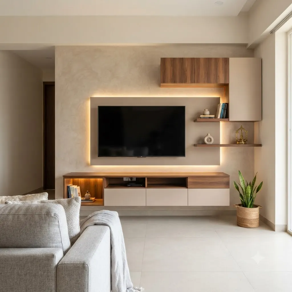 TV Unit With Wall Panel