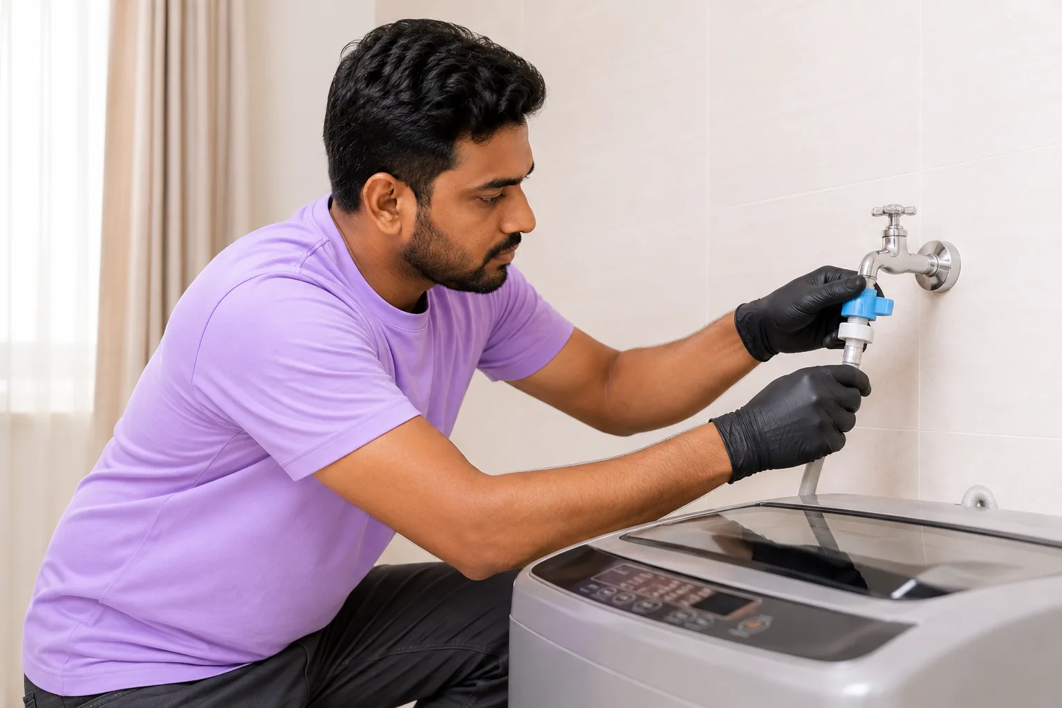 Washing machine inlet connection